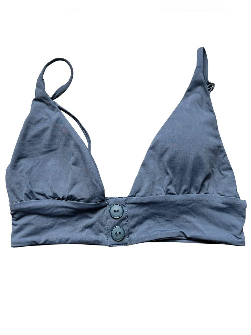 Shore Triangle Bikini Top with Buttons in Slate Blue Size S - Summer Cali Made
